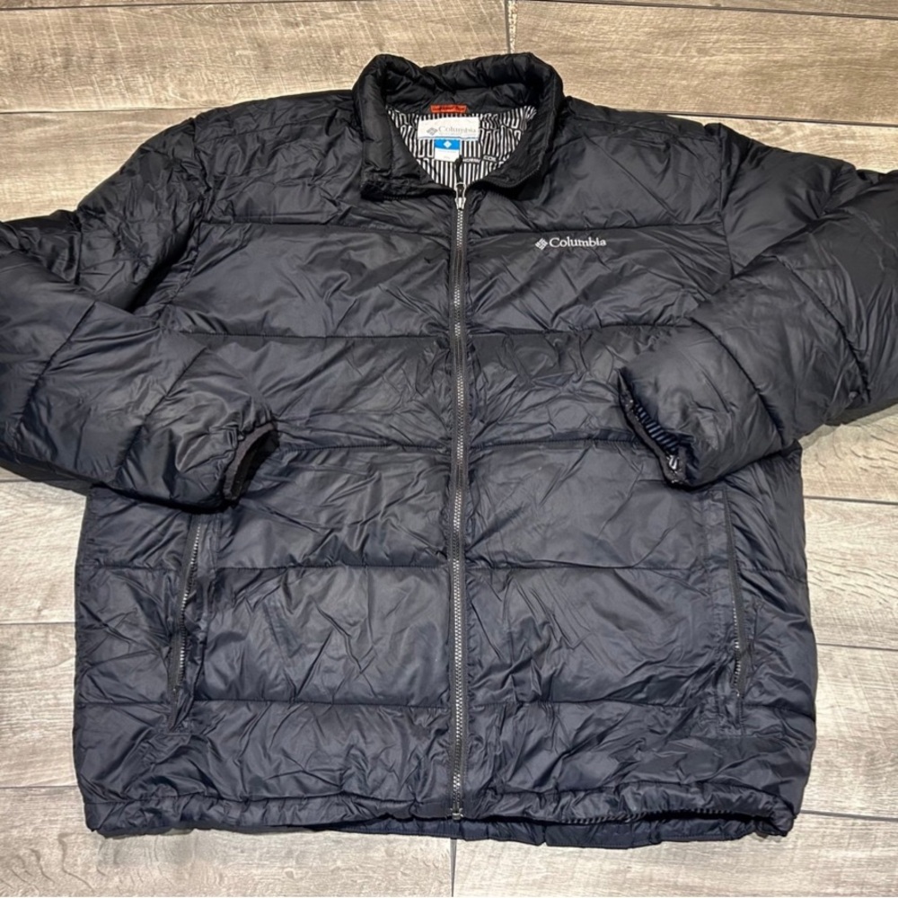 Columbia Black Down Puffer Puffy Men’s Thermal Coil Jacket Coat Size XXL